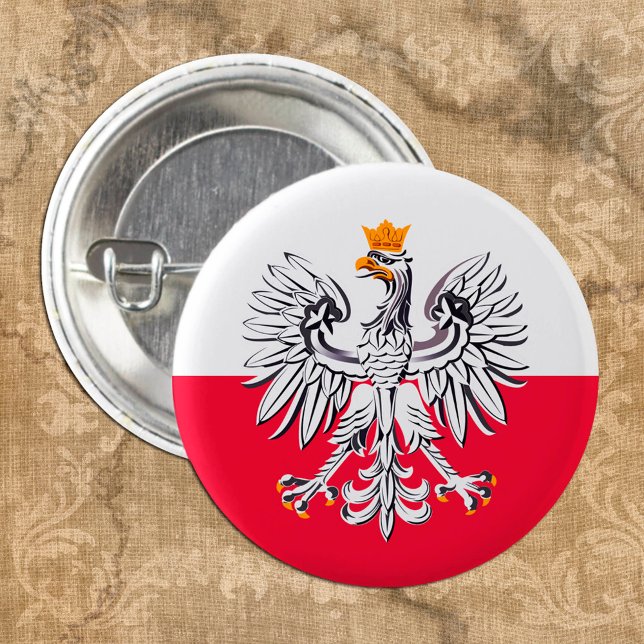 Polish Flag & Eagle Poland fashion patriot /sports 1 Inch Round Button (Creator Uploaded)