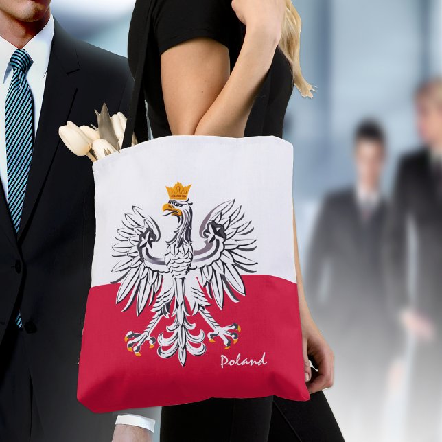 Polish flag & Eagle, Poland fashion /sports fans Tote Bag (Creator Uploaded)