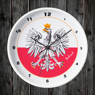 Polish Flag & Eagle, Poland fashion /trendy design Round Clock