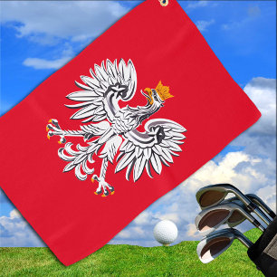 Polish Flag & Eagle, Poland travel, holiday /sport Golf Towel