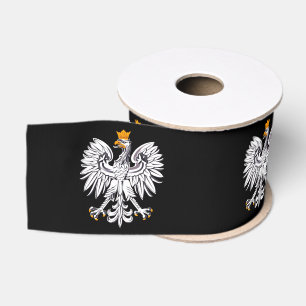 Polish Flag & Eagle symbol, Poland black /patriots Grosgrain Ribbon