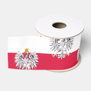 Polish Flag & Eagle symbol, Poland / sports Grosgrain Ribbon