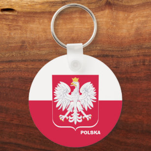 Polish flag, emblem & Poland holiday / sports Keychain