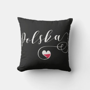 Polish Flag Heart, Poland Polska Outdoor Pillow