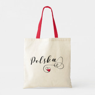 Polish Flag in Heart, Poland Polska  Tote Bag