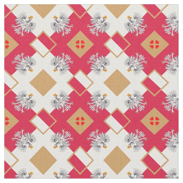 Polish Flag & Poland Eagle, Trendy Fabric fashion (Close Up)