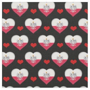 Polish Flag & Red Heart fashion Fabric /Poland