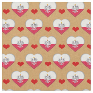 Polish Flag & Red Heart fashion Fabric /Poland