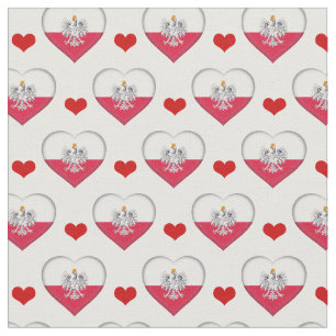 Polish Flag & Red Heart fashion Fabric /Poland