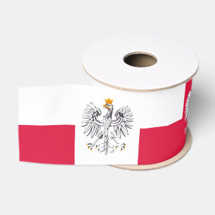 Polish Flag Ribbon, Eagle, Heart, Poland Grosgrain Ribbon