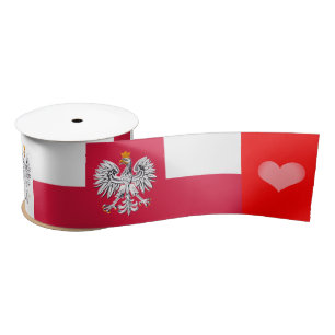 Polish Flag Ribbon, Eagle, Heart, Poland Satin Ribbon