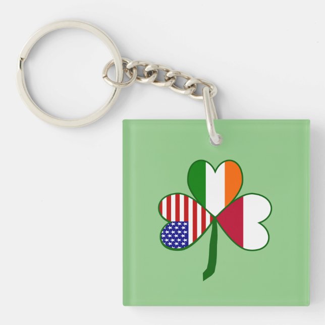 Polish Flag Shamrock Keychain (Front)