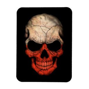 Polish Flag Skull on Black Magnet