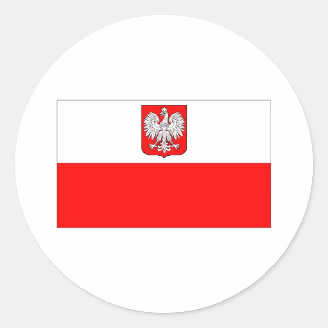 Polish Flag With Eagle Classic Round Sticker (Front)
