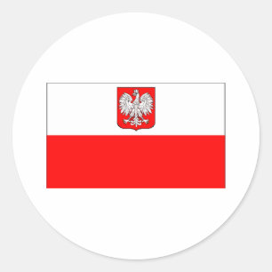Polish Flag With Eagle Classic Round Sticker