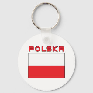 Polish Flag With Polska Keychain