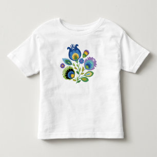 Polish Floral Dark Blue Papercut Design Toddler T-shirt