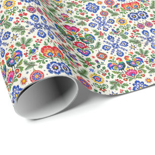 Polish Folk Art Christmas Wrapping Paper