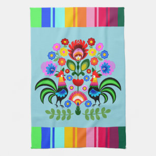 Polish folk art - floral embroidery pattern kitchen towel