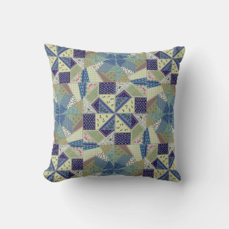 Polish Folk Art-Patchwork Quilt-Hand-Sewn Look Throw Pillow