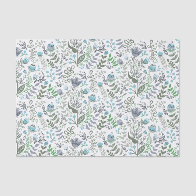 Polish Folk Art Whimsical Flower Pattern Tissue Paper (Front)