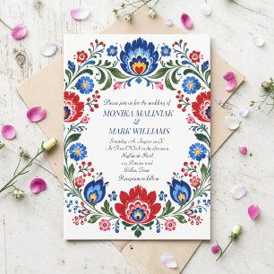 Polish Folk Floral Elegant Traditional Wedding Invitation