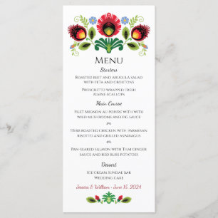 Polish Folk Flowers Red Menu