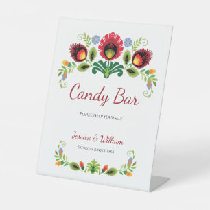 Polish Folk Flowers Red Pedestal Sign