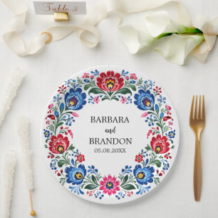 Polish Folk Polska Floral Traditional Vintage Paper Plate