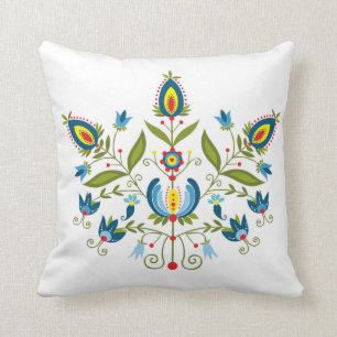 polish folk throw pillow