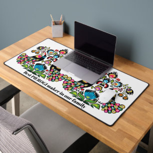 Polish Folklore with peacocks, custom text Desk Mat