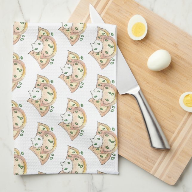 Polish Food Potato Dumplings Pierogies Sour Cream Kitchen Towel (Quarter Fold)