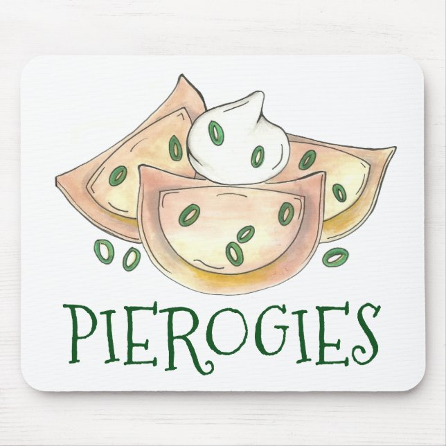 Polish Food Potato Dumplings Pierogies Sour Cream Mouse Pad (Front)
