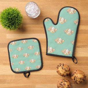 Polish Food Potato Dumplings Pierogies Sour Cream Oven Mitt & Pot Holder Set