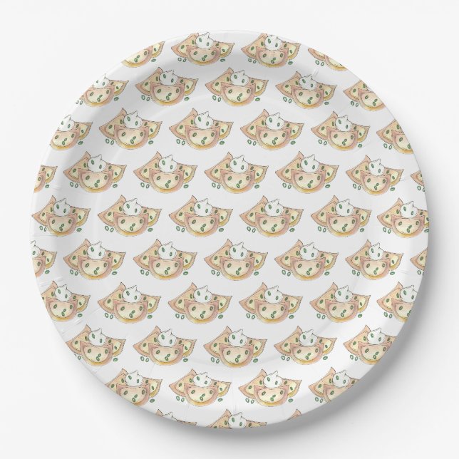 Polish Food Potato Dumplings Pierogies Sour Cream Paper Plate (Front)