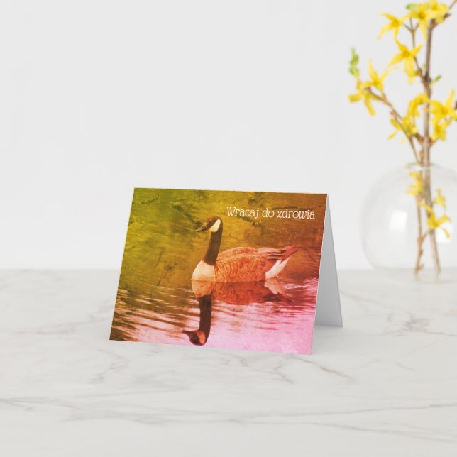 Polish Get Well Wildlife Art Customizable Card (Yellow Flower)