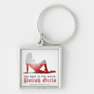 Polish Girl Silhouette Flag Keychain