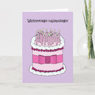 Polish Happy Birthday Cartoon Cake. Card
