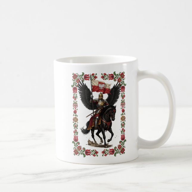 Polish Hussar Folk Frame Art Coffee Mug (Right)