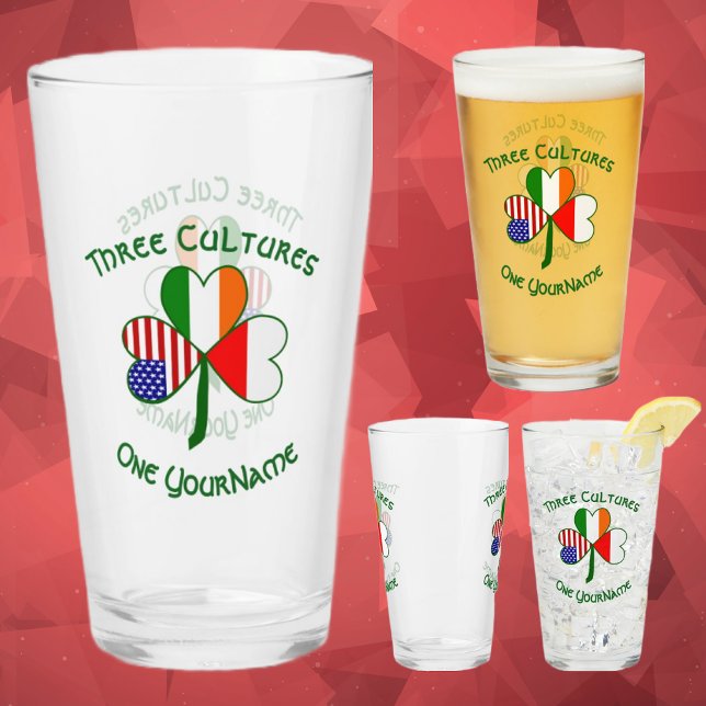 Polish Irish American Flags Shamrock Personalized  Glass (Creator Uploaded)