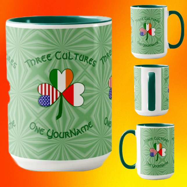 Polish Irish American Flags Shamrock Personalized  Magic Mug (Creator Uploaded)