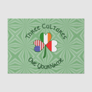 Polish Irish American Shamrock Flag Personalized  Tissue Paper