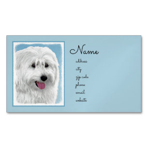 Polish Lowland Sheepdog Painting - Dog Art Magnetic Business Card