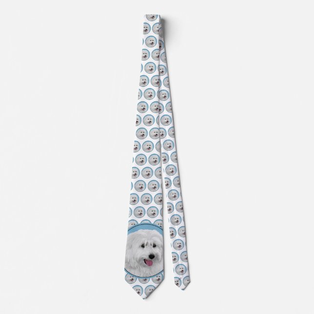 Polish Lowland Sheepdog Painting - Dog Art Tie (Front)