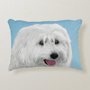 Polish Lowland Sheepdog Painting - Original Dog Ar Accent Pillow