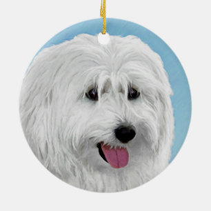 Polish Lowland Sheepdog Painting - Original Dog Ar Ceramic Ornament