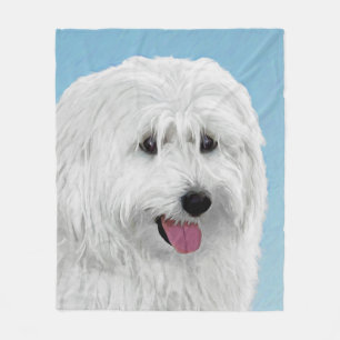 Polish Lowland Sheepdog Painting - Original Dog Ar Fleece Blanket