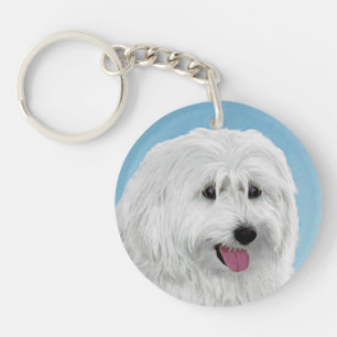 Polish Lowland Sheepdog Painting - Original Dog Ar Keychain