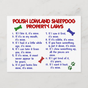 POLISH LOWLAND SHEEPDOG Property Laws 2 Postcard