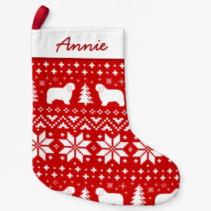 Polish Lowland Sheepdog Silhouettes Cute Pattern Small Christmas Stocking